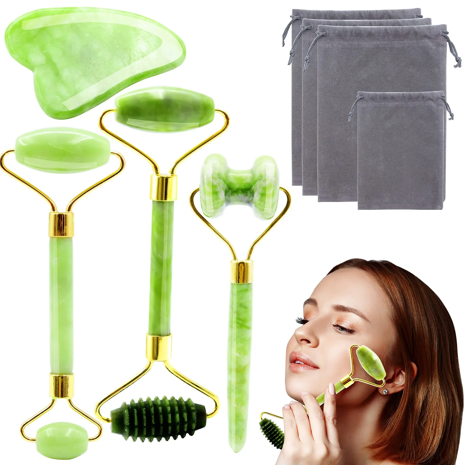 Jade Roller and Gua Sha Set